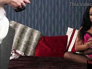 european british milf in lingerie stockings and high heels seduces husband with dirty talk