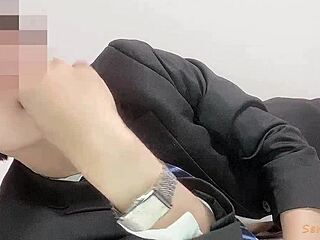 busy businessman can't stop suit masturbation with cock
