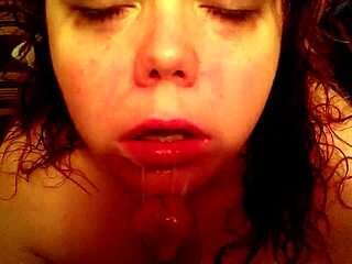 tasty cock sucking! bbw blowjob with fat cumshot!