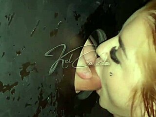 Latina couple explores gloryhole at party