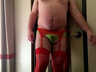 Gay Crossdresser Performs Seductive Striptease in Hotel Room