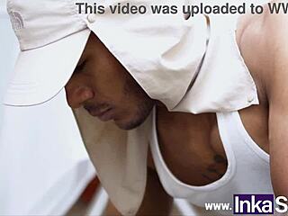 Wife indulges in gardener's big cock while husband watches