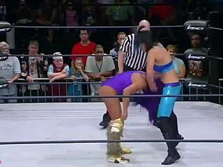 Gabi Castrovinci and Raquel Wrestling Hard in Garage Match