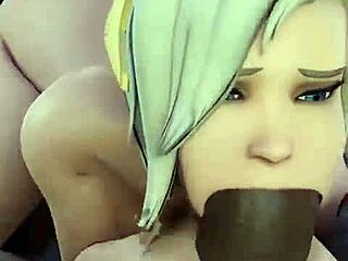 Overwatch Mercy Deepthroats BBC While Doggystyle DP Fucked!