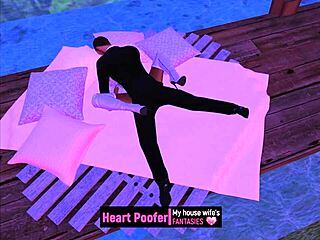 Intimate cartoon scene in the winter attire