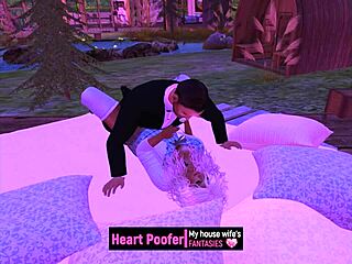 Intimate cartoon scene in the winter attire