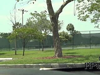 Ebony Hottie in Cowgirl Position Riding White Cock. Showing Off Her Tits and Brunette Hair.