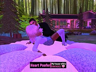 Intimate cartoon scene in the winter attire