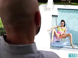 Slim girl bends over for monster cock deepthroat and doggystyle