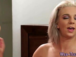 Petite lesbian teen gets licked and fingered by her tattooed friend