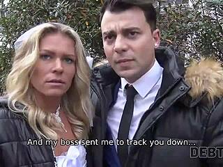 Debt4k young wife cheats for cash right in front of husband