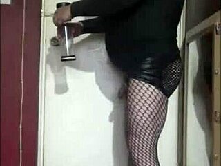 bisexual crossdresser pumps his cock to make it bigger, part 2