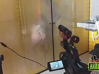 rafaella denardin shows off her massive brazilian tits in the frosted shower glass with ed j