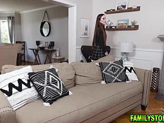 Family ties-Hazel Moore gets her stepdad Donny Rock hard with rough play.