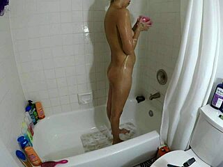 I showered with my sexy latina lover, bathing passionately.