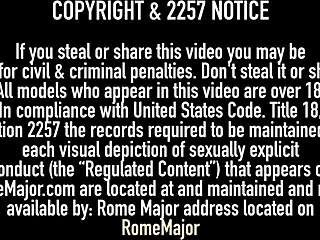 Gorgeous Ashley Sin bounces ass on Rome Majors' big black cock.