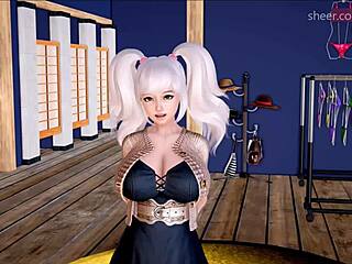 Fanora's first hard cock sighting in shower leads to an accidental handjob in Mythic Manor