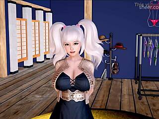 Fanoras första hårda kuk-syn i duschen leder till en oavsiktlig handjob i Mythic Manor