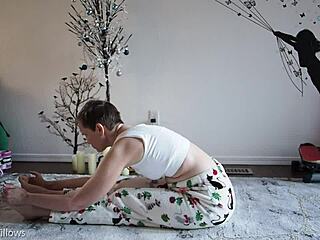 cute sexy brunette wife with big ass and small tits dominates in yoga lesson 349