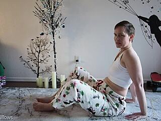 cute sexy brunette wife with big ass and small tits dominates in yoga lesson 349