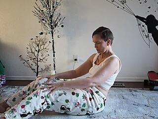 cute sexy brunette wife with big ass and small tits dominates in yoga lesson 349