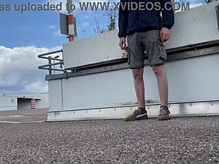 milf spreads legs wide and bends over to pee in parking lot