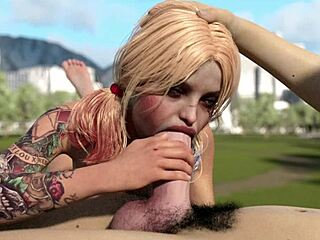 Harley Quinn deepthroats huge white dick in the game