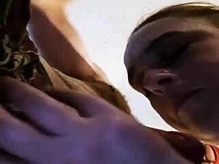 milf gives deepthroat blowjob in close-up view