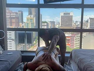 Relaxing with sensual sex and cum on tits from masseur jhonny gab