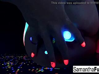 Samantha Saint Masturbates In Black Light Solo