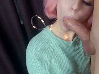 Amateur On Her Knees Performs Deepthroat Blowjob With Ball Licking