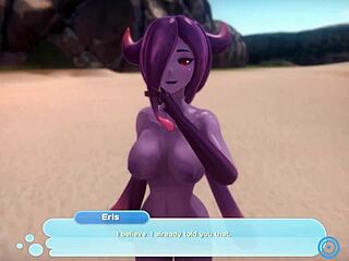 Hornet monster girl trapped by lesbian purple slime girl in hentai game?