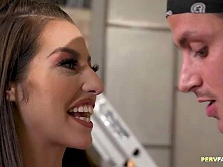 Spencer Bradley Rides a Big Cock with Trimmed Pussy Bent Over