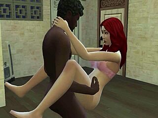 horny black fucks a cute redhead in 3d hentai game