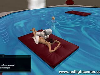 3d pool threesome fun