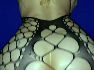 Blonde babe with big ass gets creampie on BBC in lingerie.