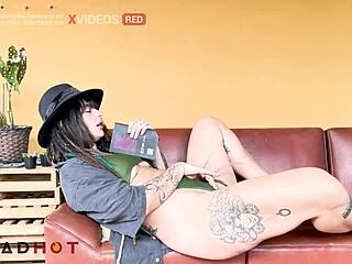 Anal squirt on living room sofa