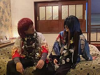 Japanese wife in costume delivers shocking deepthroat on Halloween night