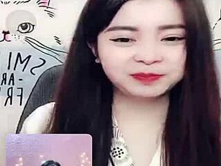 Cute bunny performs live show with full face