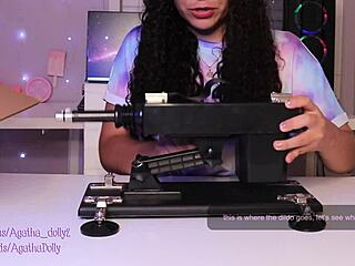 i unbox my new sex machine, agatha dolly, testing it, the speed is incredible, i get on all fours and squirt