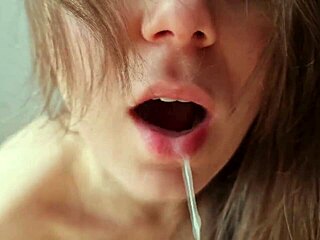 Hot Close-Up Blowjob Removes Stress with Huge Cum in Mouth POV