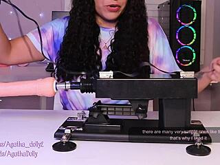 i unbox my new sex machine, agatha dolly, testing it, the speed is incredible, i get on all fours and squirt