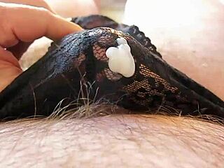 Cum Explodes in Black Panties at Hotel Room Frenzy!