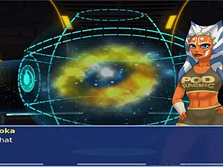 Cosplay de Treinadora Laranja Star Wars Cena de Grupo com Elementos BDSM