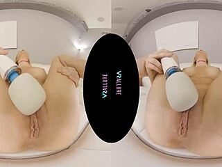 Vrallure looks pretty in pink while using her dildo and vibrator