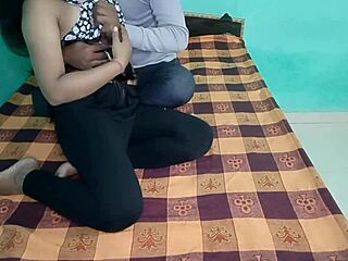 Hot stepsister with big tits starts sucking him off. She presses hard for a handjob.