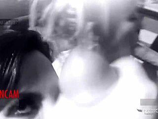 Gorgeous sluts intensely play with two cocks at once on the desk