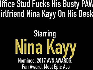 Office stud fucks busty pawg girlfriend nina kayy on desk 😈