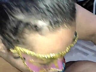 Mature woman enjoys a gentle handjob and blowjob session