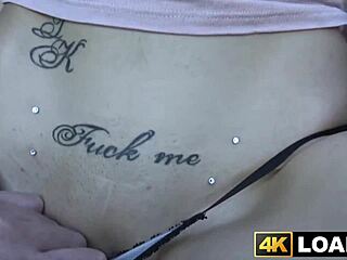 Skinny tattooed babe offers her ass for money in doggystyle anal